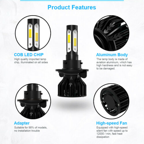 6000K White LED Headlight Fog Light Bulbs 6pcs for Ford F250 F350 2005-2019 U.S. Part One